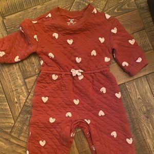 Carters baby girl double knit heart jumpsuit